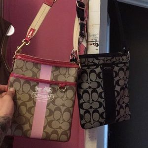 Two cross body coachbags.